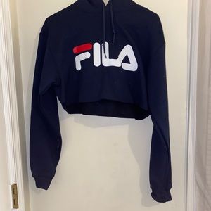Navy Blue cropped FILA hoodie